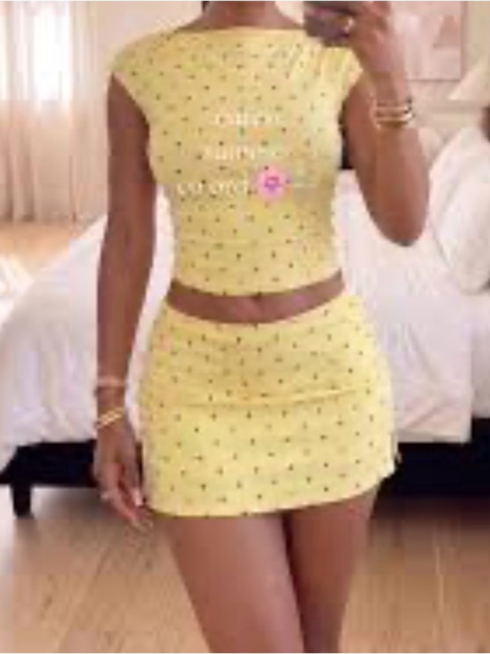 Cider Yellow Polka-Dot Mini Skirt